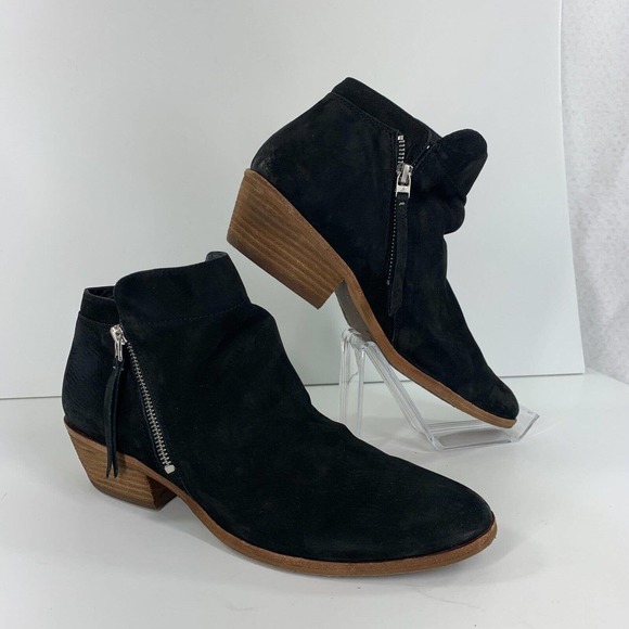 Sam Edelman Boots Cowboy 11.5 Black Packer Side Zip Ankle Bootie Leather - Picture 1 of 16